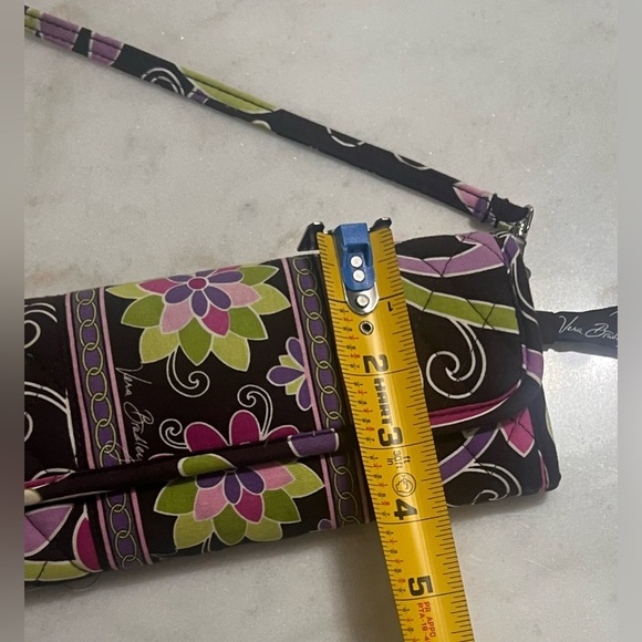 Vera Bradley Retired Purple Punch Tri-Fold Crossbody Wallet 2009 Pattern - Picture 6 of 7